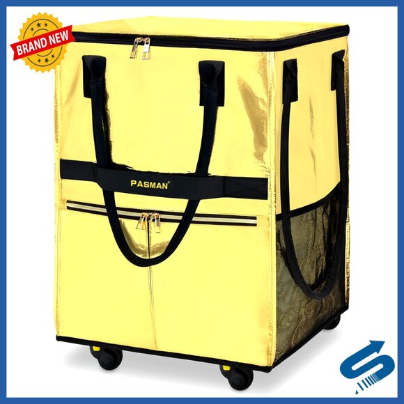 Foldable Rolling Tote Bag with 5 Wheels Heavy Duty Shopping Cart Laundry Travel